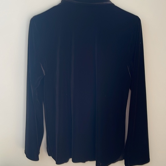 Harve Bernard black velour holiday gold accent button down top - Picture 5 of 7